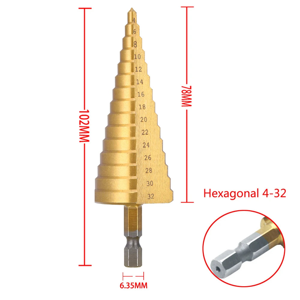 Titanium trappenboor set (4–32 mm)