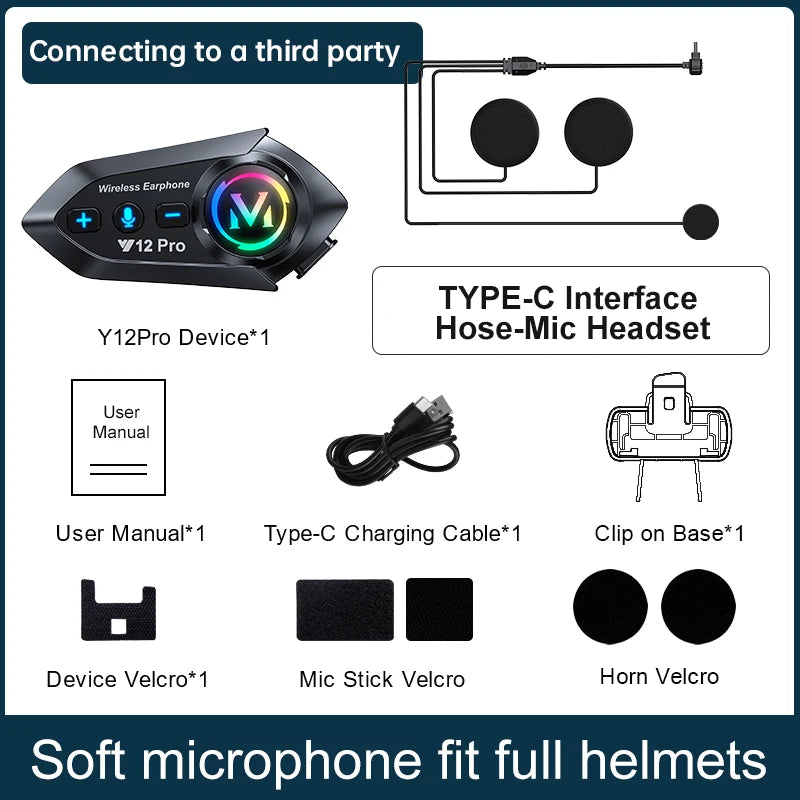 Bluetooth helm-intercom voor de motor (2 rijders)