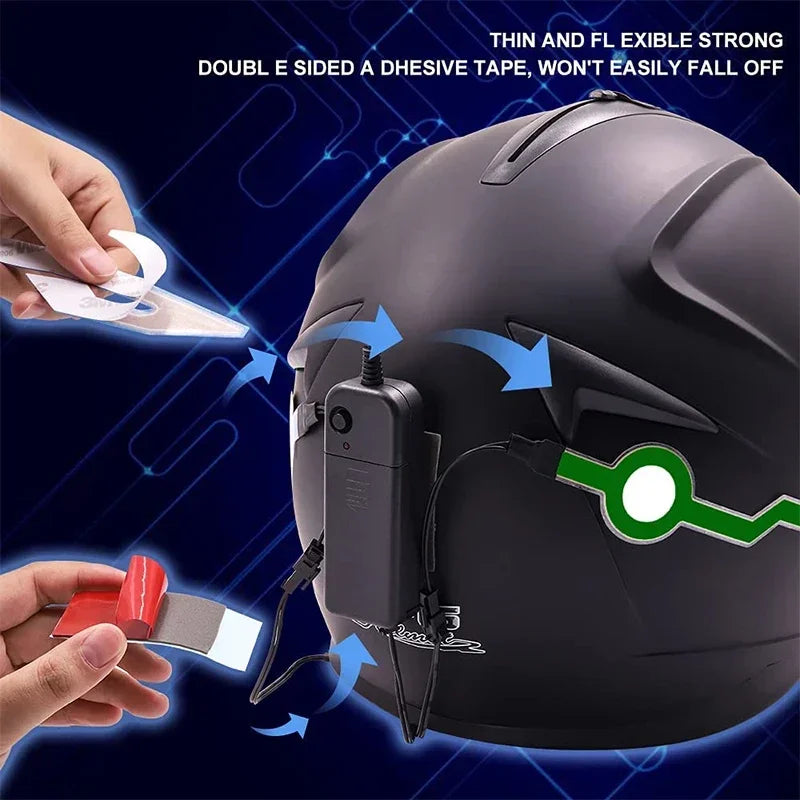 Oplichtende LED-strip voor de helm