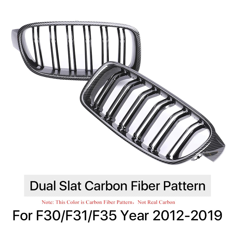 Dubbele sportgrille in carbonlook voor BMW 3-serie F30/F31 (2012–2018)
