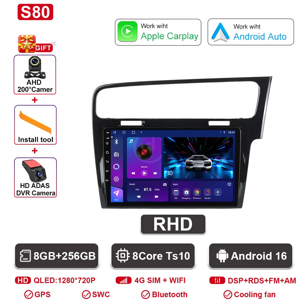 Android-autoradio met CarPlay voor VW Golf 7 / 7.5 (2012–2021)