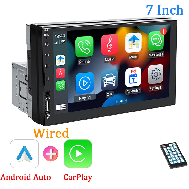 1-DIN autoradio met 7" scherm en CarPlay