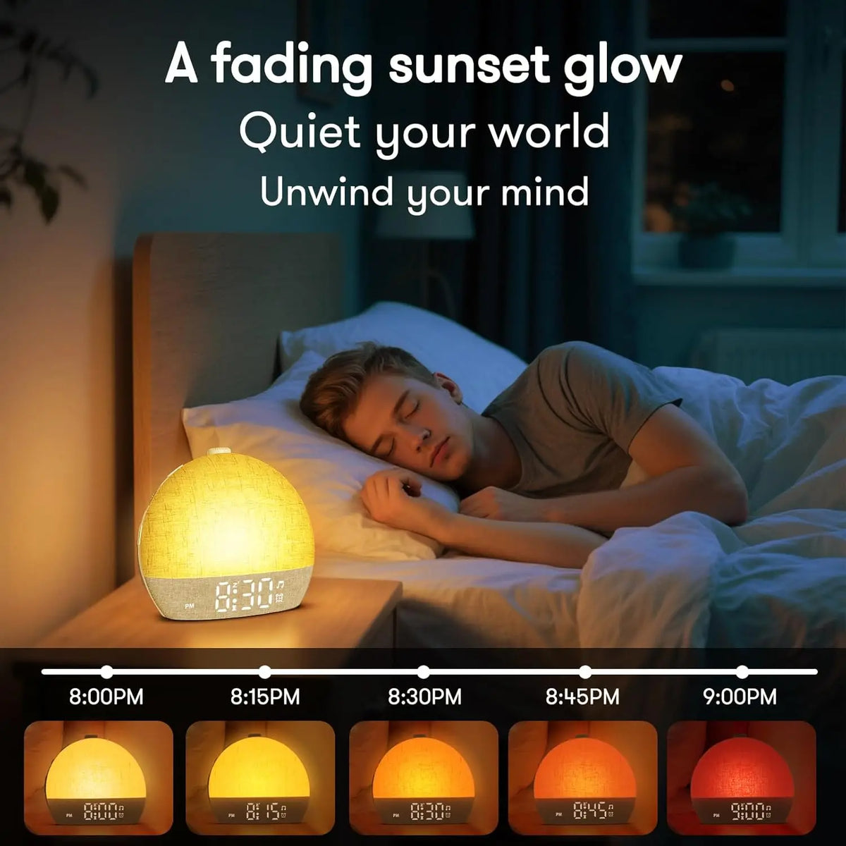 Wake-up light wekker met zonsopkomst en white noise
