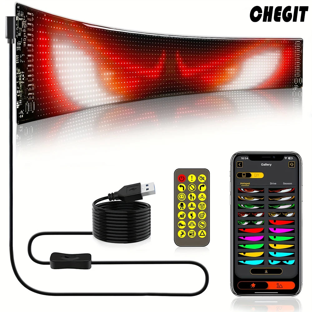 LED pixelscherm voor de auto met app (emoji's & teksten)
