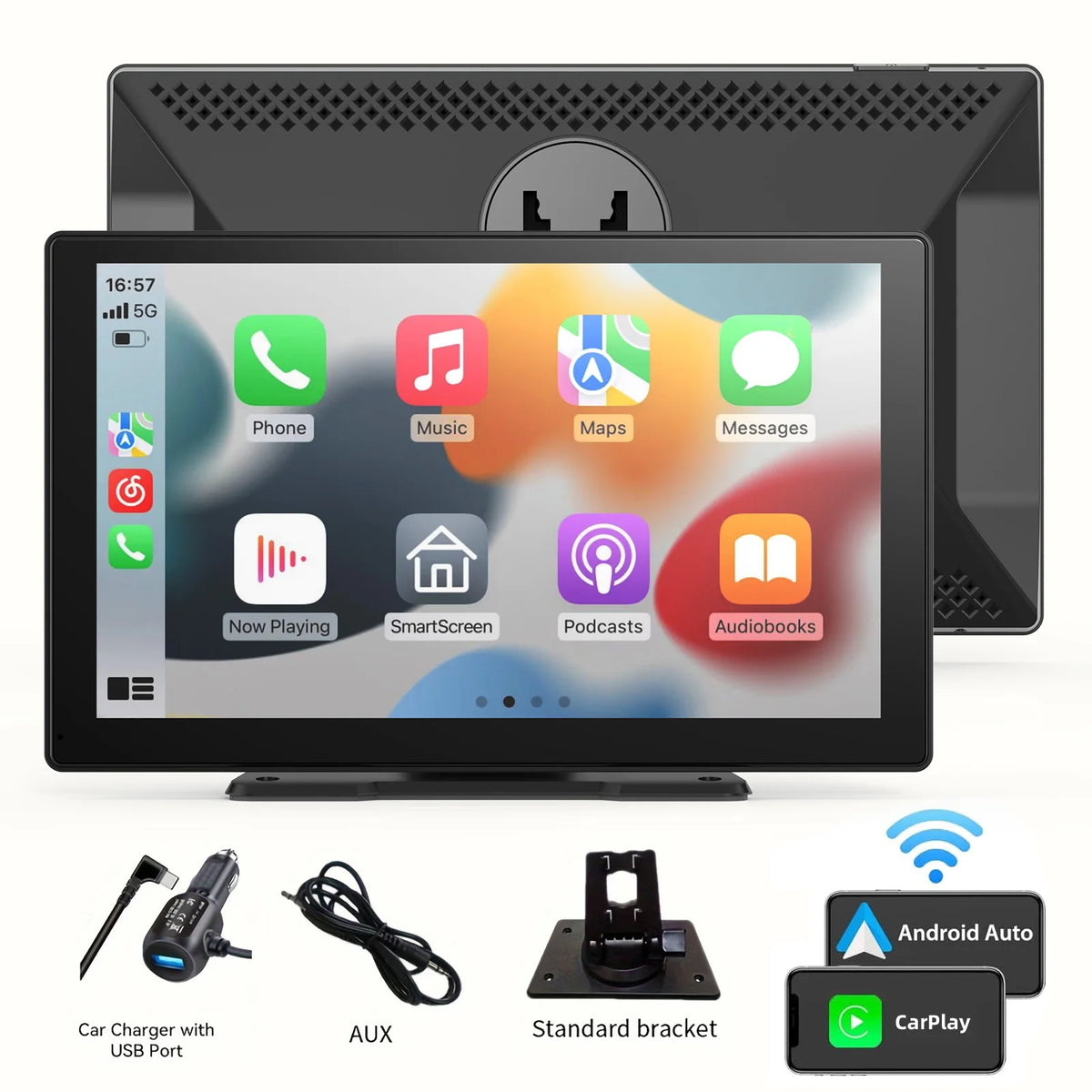 Draagbaar draadloos CarPlay- en Android Auto-scherm