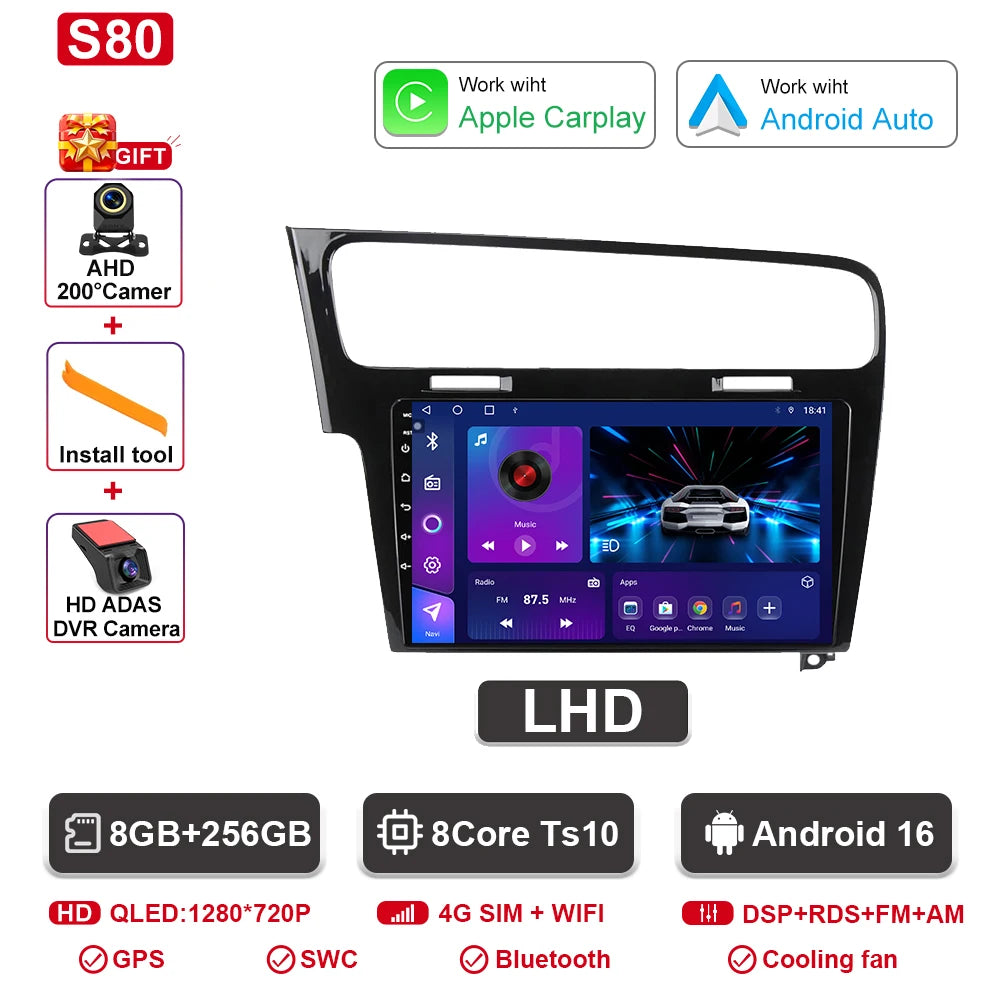 Android-autoradio met CarPlay voor VW Golf 7 / 7.5 (2012–2021)