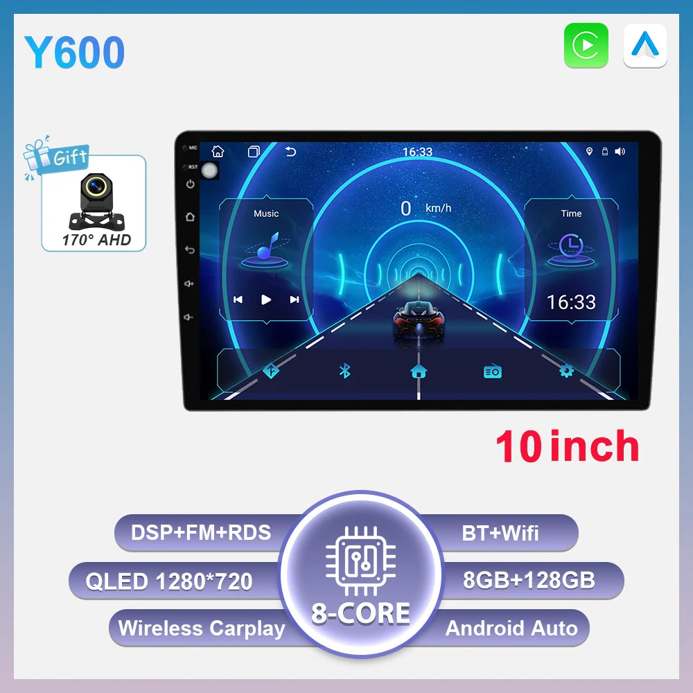 2-DIN Android autoradio met draadloze CarPlay (9"/10")