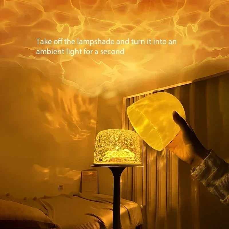 Paddenstoellamp met waterrimpel-effect