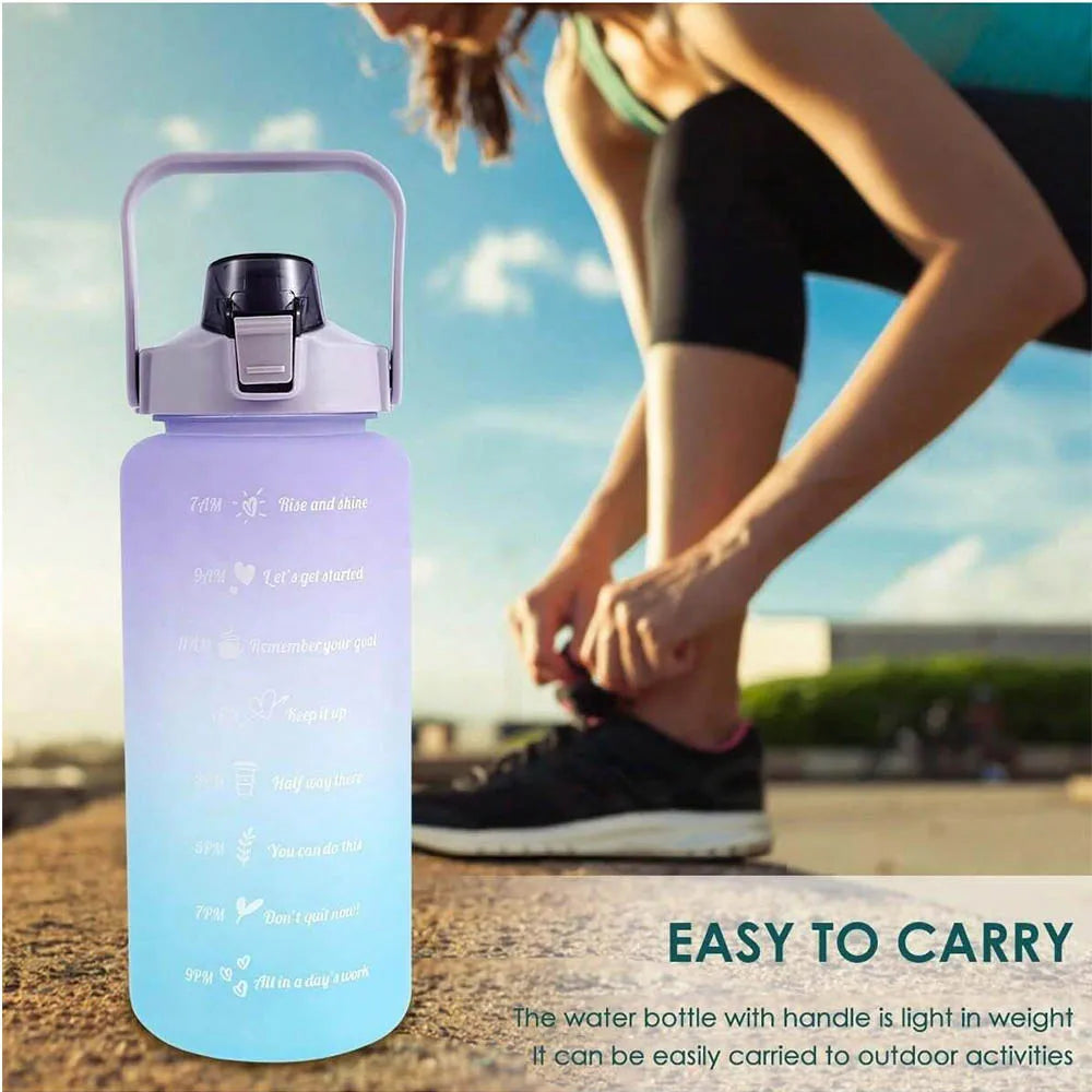 Motivatie waterfles 2 liter met tijdmarkeringen