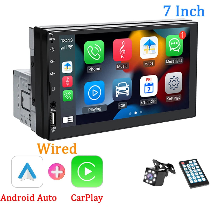 1-DIN autoradio met 7" scherm en CarPlay