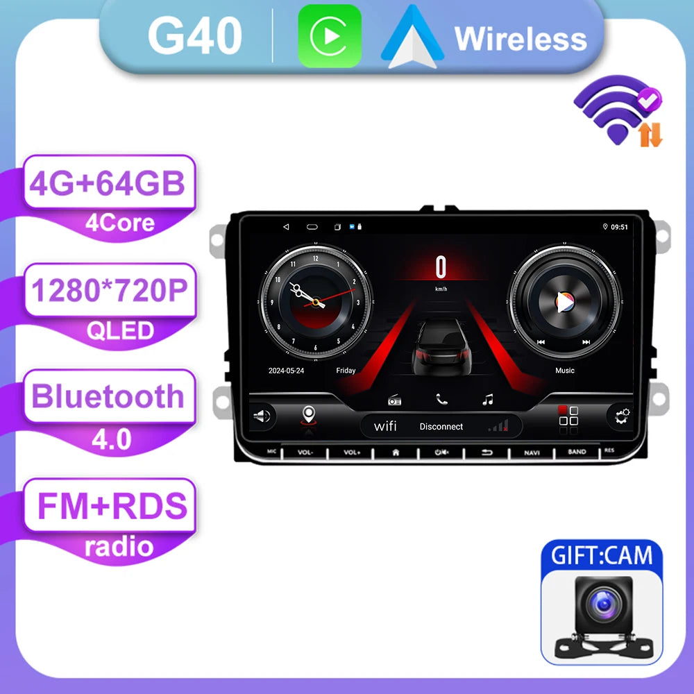 Android-autoradio met CarPlay voor VW Golf 5/6, Polo, Passat, Tiguan & meer