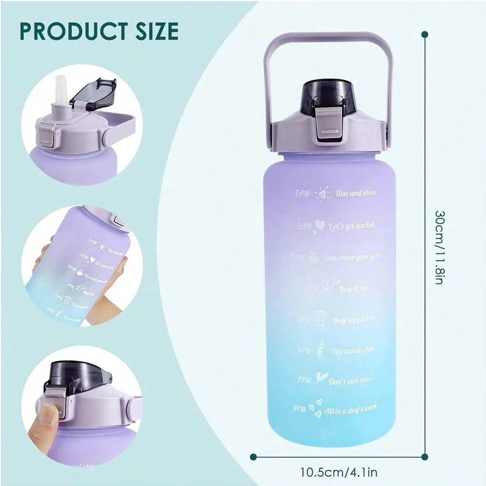 Motivatie waterfles 2 liter met tijdmarkeringen