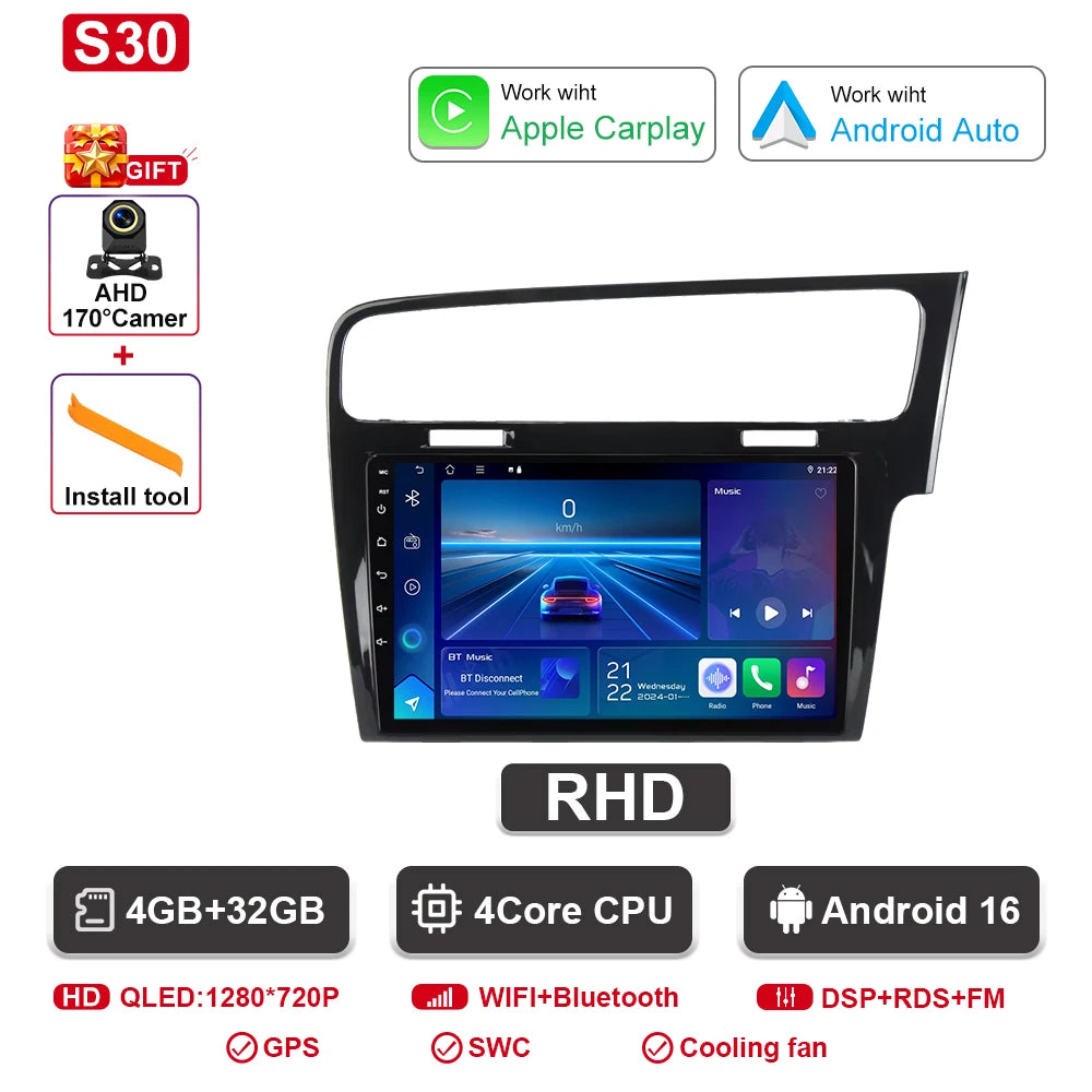 Android-autoradio met CarPlay voor VW Golf 7 / 7.5 (2012–2021)