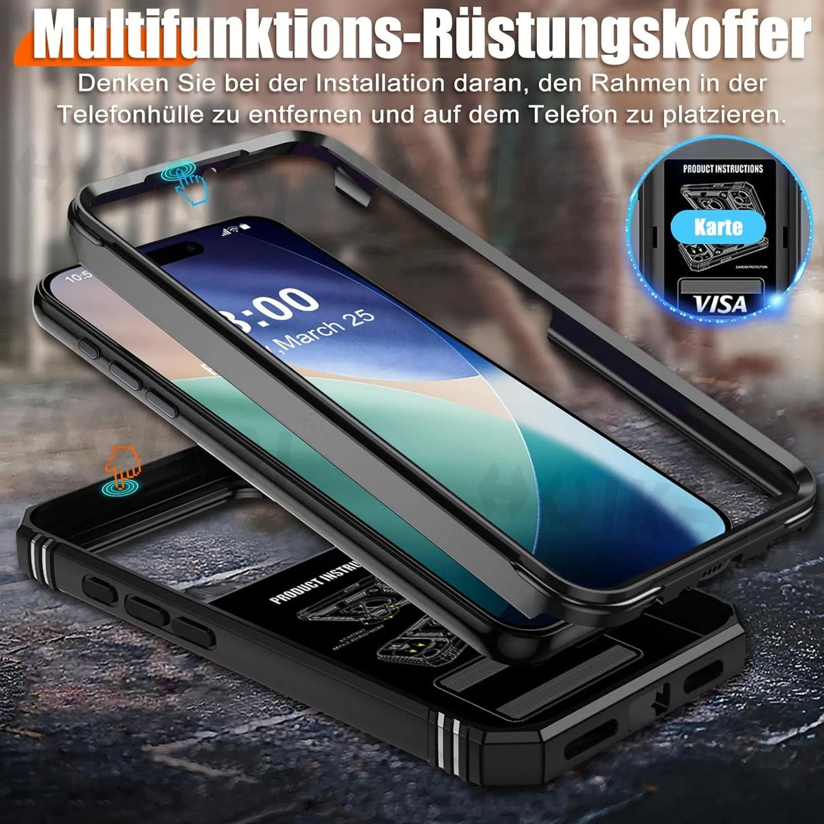 Heavy-duty hoesje met cameraschuif en ringstandaard – iPhone 17 & 18 Pro Max