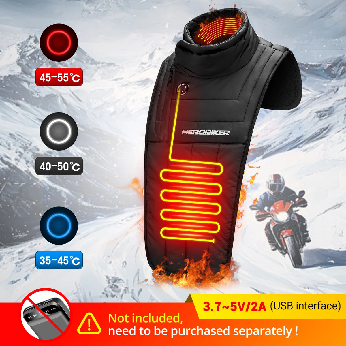 Winddichte nek- en borstwarmer voor de motor