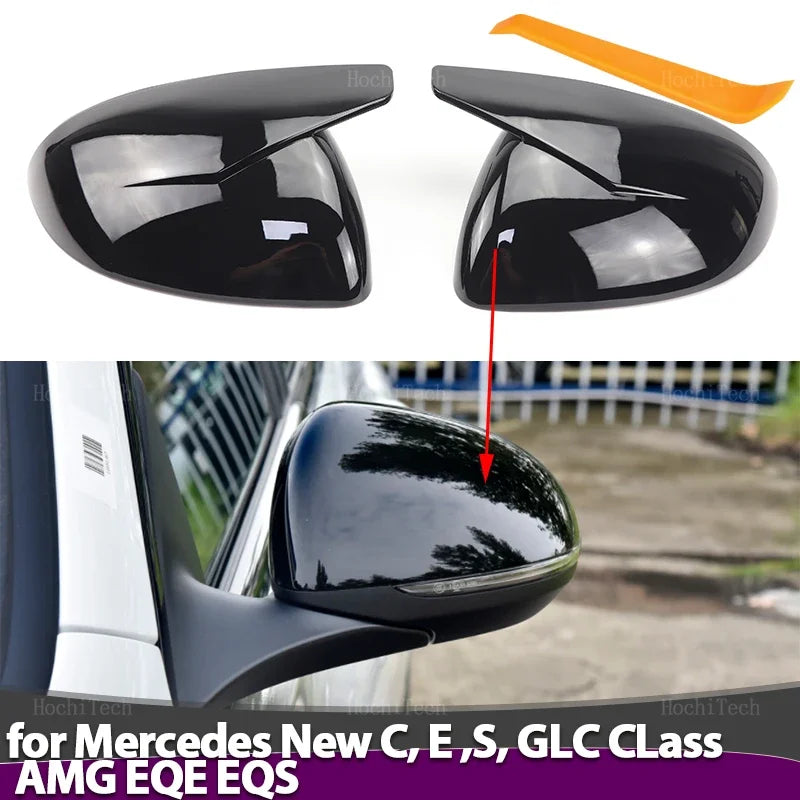 Zwarte spiegelkappen voor Mercedes C-Klasse W206, GLC, E & S-Klasse