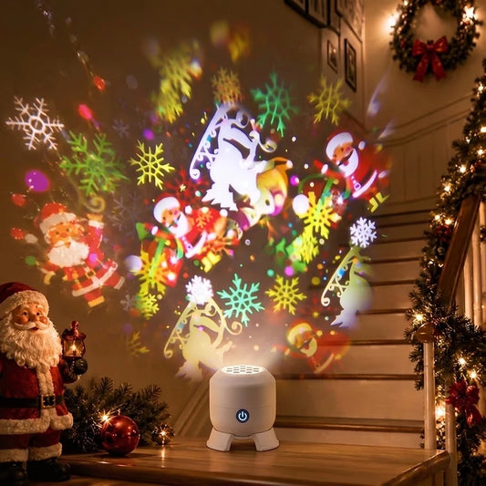 Draaiende kerst- en sneeuwvlokprojector (oplaadbaar)