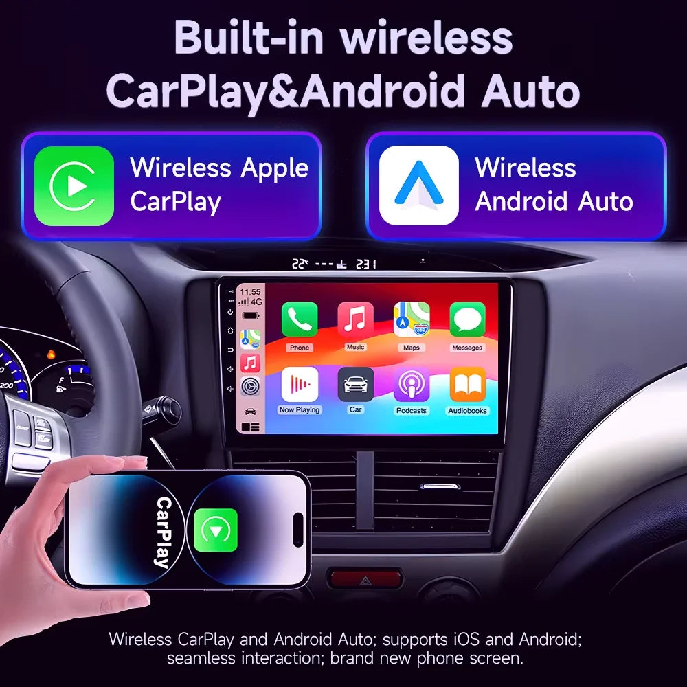 2-DIN Android autoradio met draadloze CarPlay (9"/10")