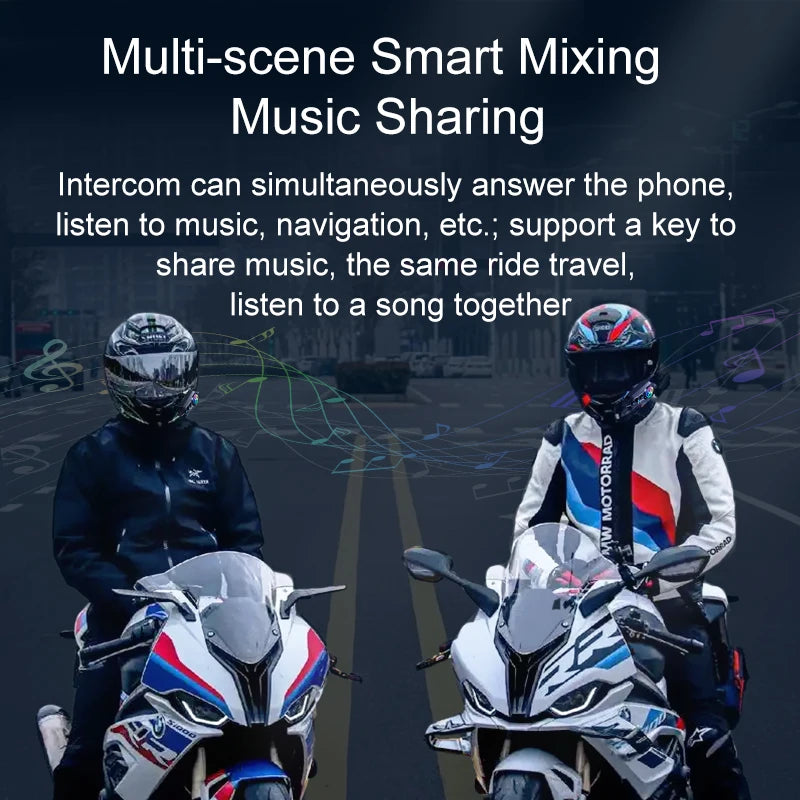 Bluetooth helm-intercom voor de motor (2 rijders)