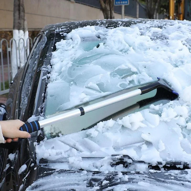 Uitschuifbare sneeuwborstel met ijskrabber