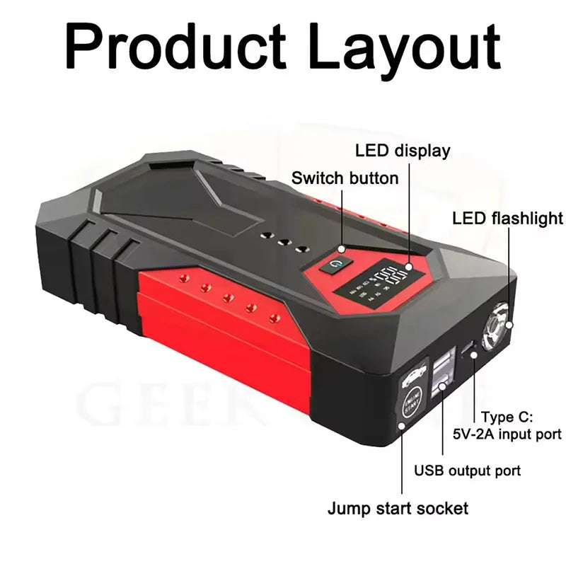 Jumpstarter en powerbank voor de auto (600A)