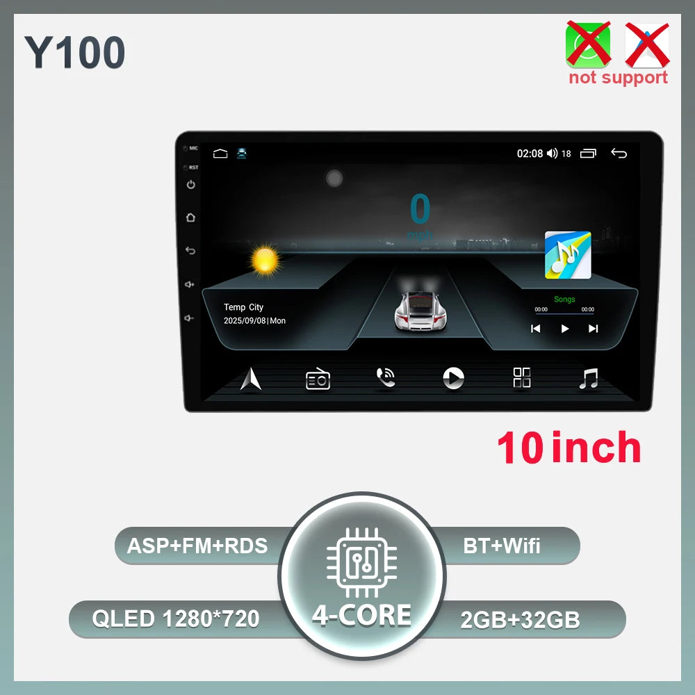2-DIN Android autoradio met draadloze CarPlay (9"/10")