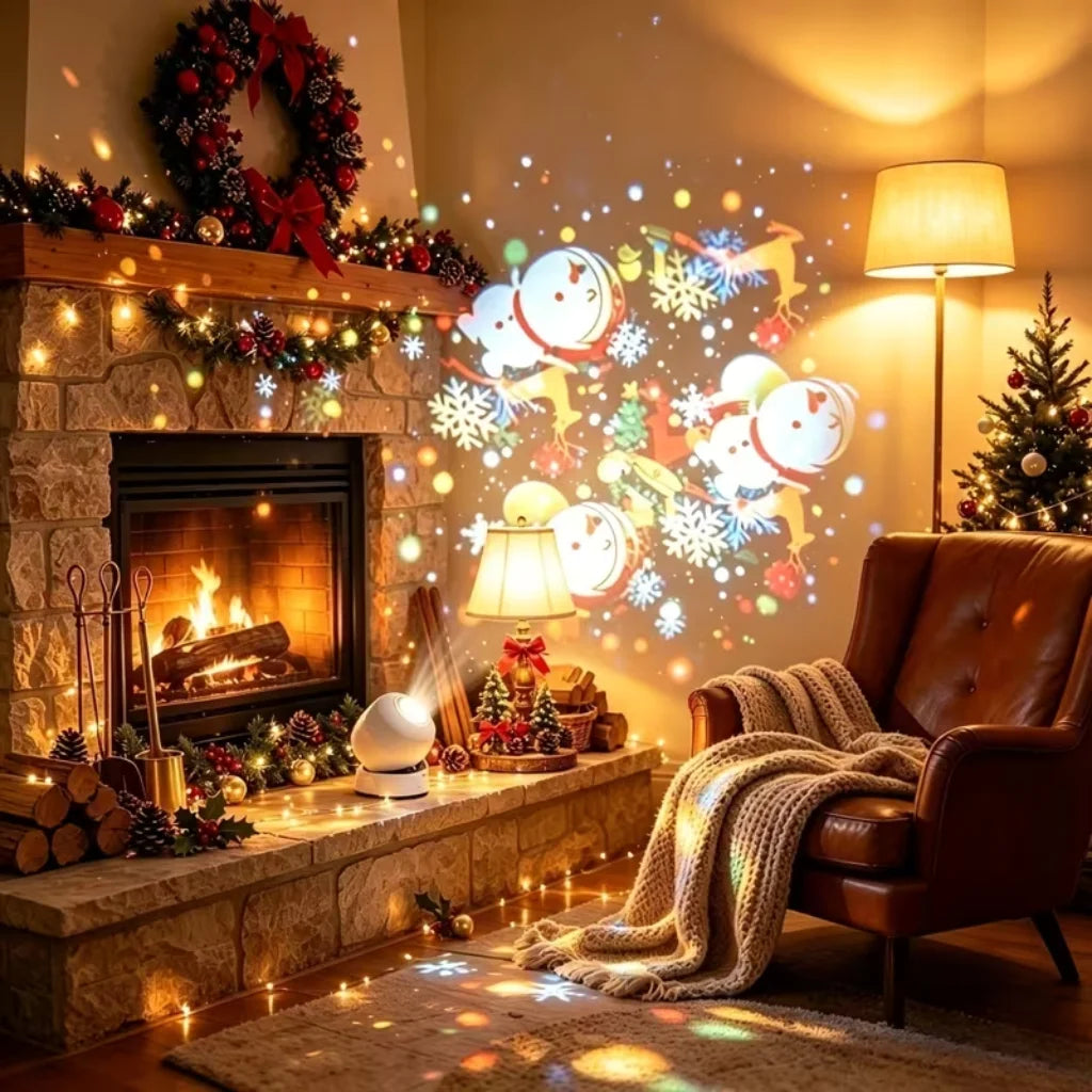 Draaiende kerst- en sneeuwvlokprojector (oplaadbaar)