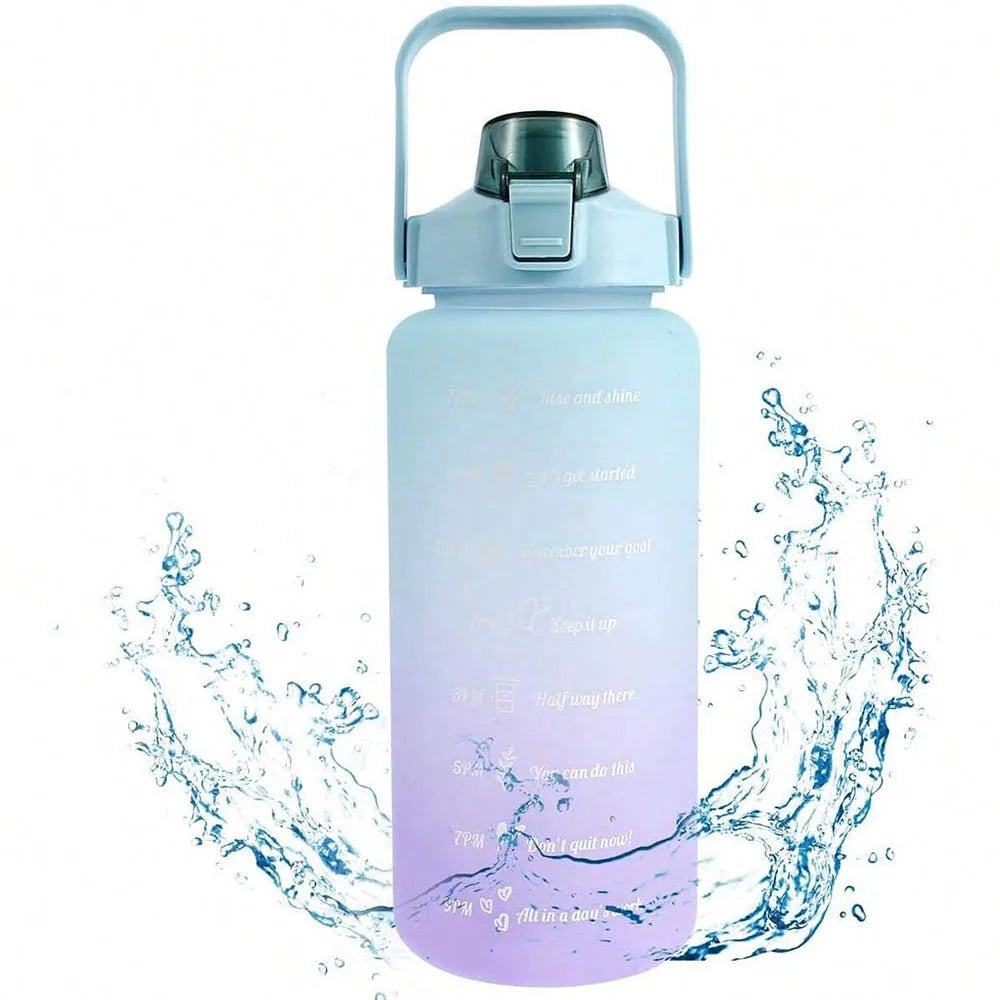 Motivatie waterfles 2 liter met tijdmarkeringen