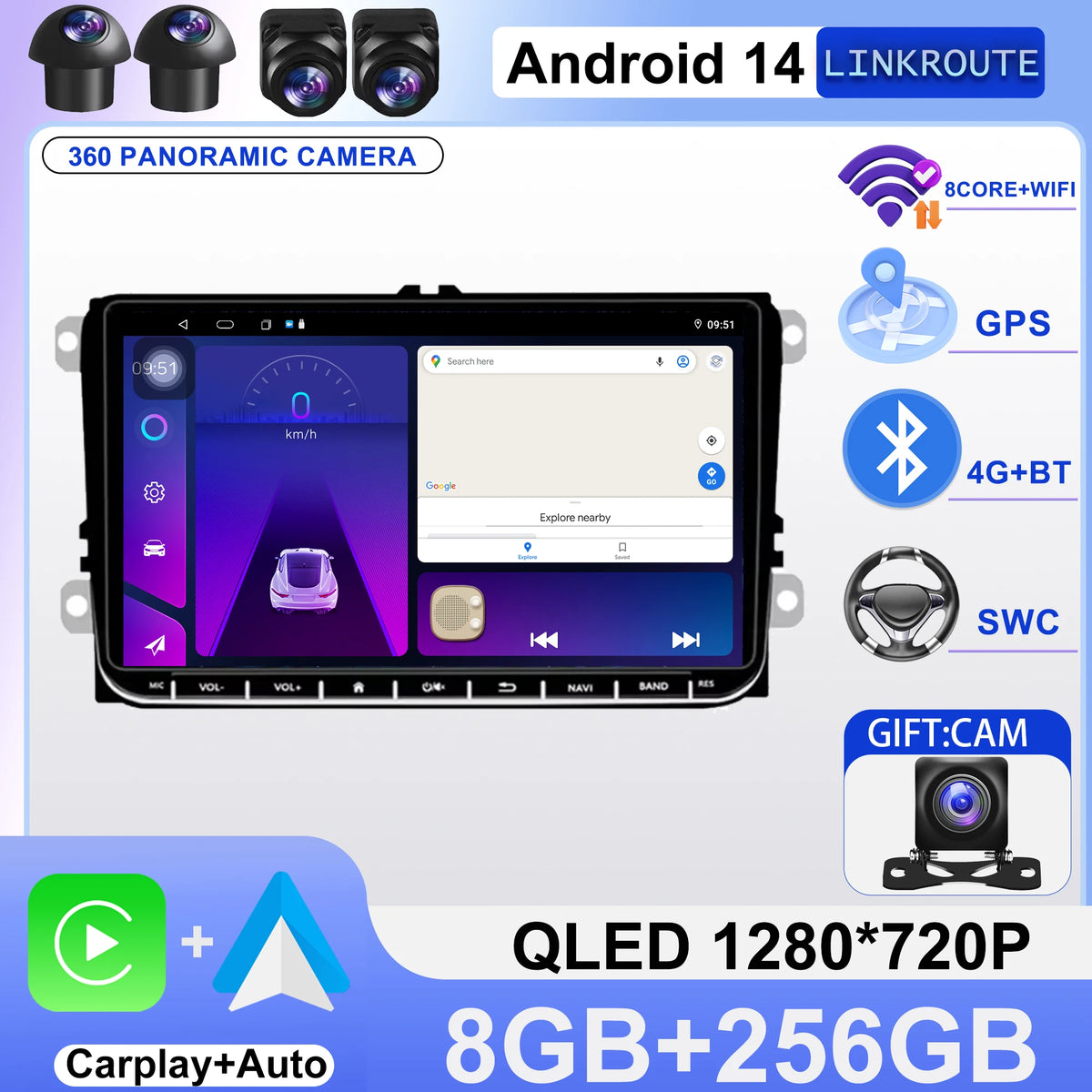 Android-autoradio met CarPlay voor VW Golf 5/6, Polo, Passat, Tiguan & meer