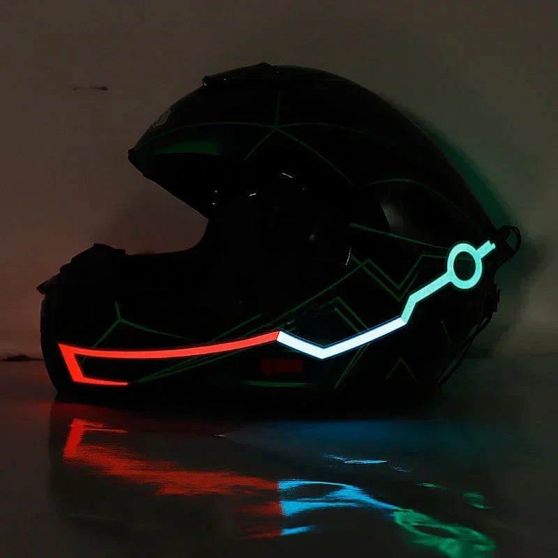 Oplichtende LED-strip voor de helm