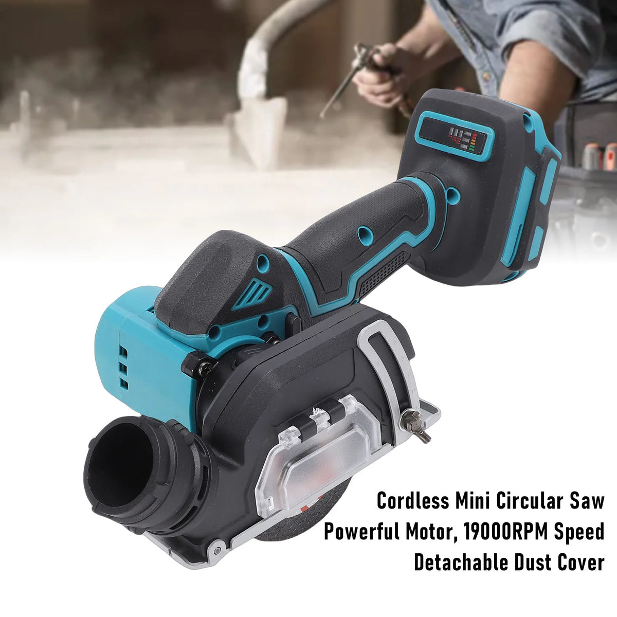 Accu mini-cirkelzaag met 3 inch zaagbladen