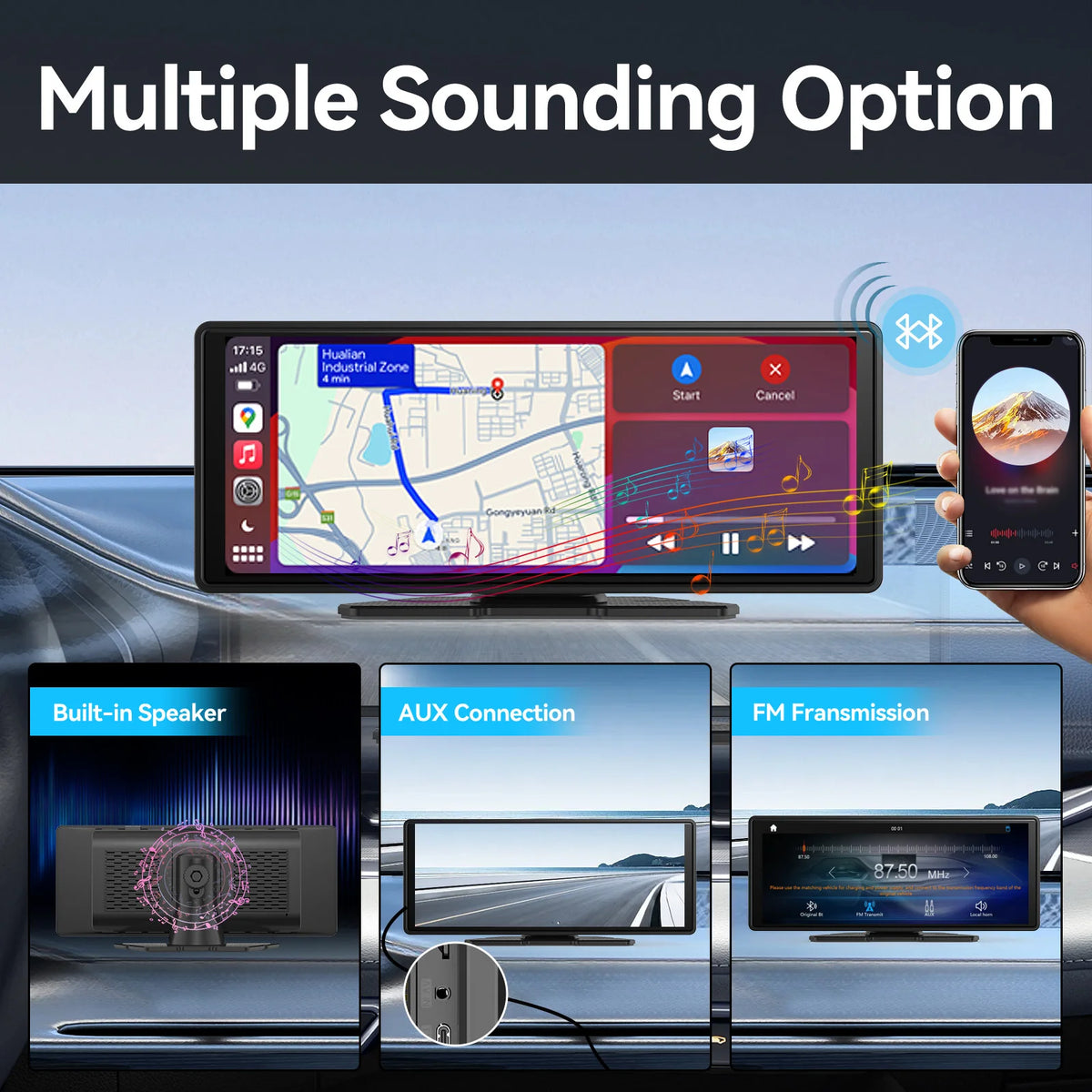 Draagbaar draadloos CarPlay- en Android Auto-scherm
