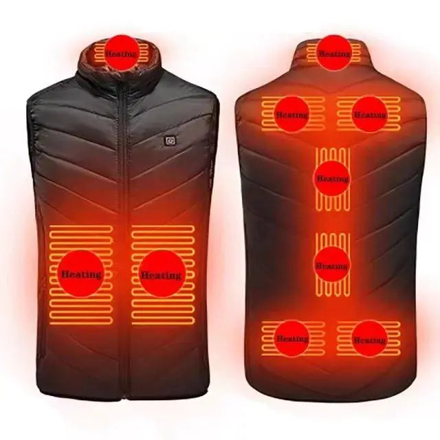 Verwarmde bodywarmer met tot 21 warmtezones (USB)