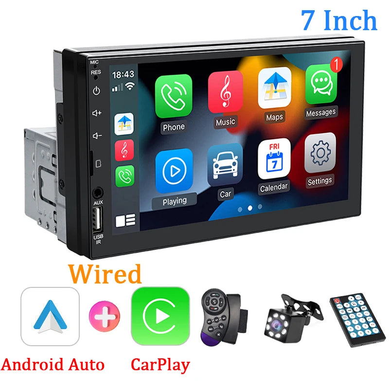 1-DIN autoradio met 7" scherm en CarPlay
