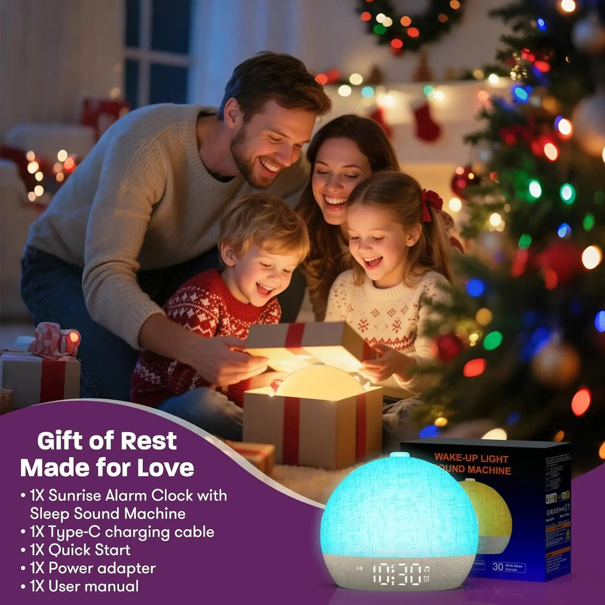 Wake-up light wekker met zonsopkomst en white noise