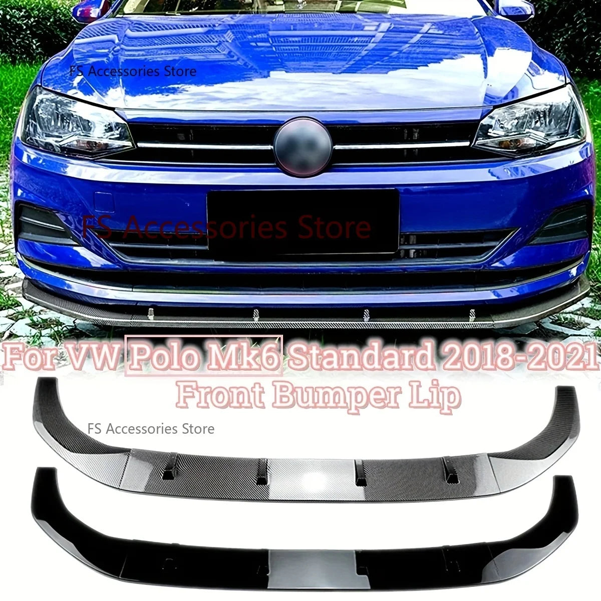 Frontspoiler lip voor VW Polo 6 (AW) 2018–2023