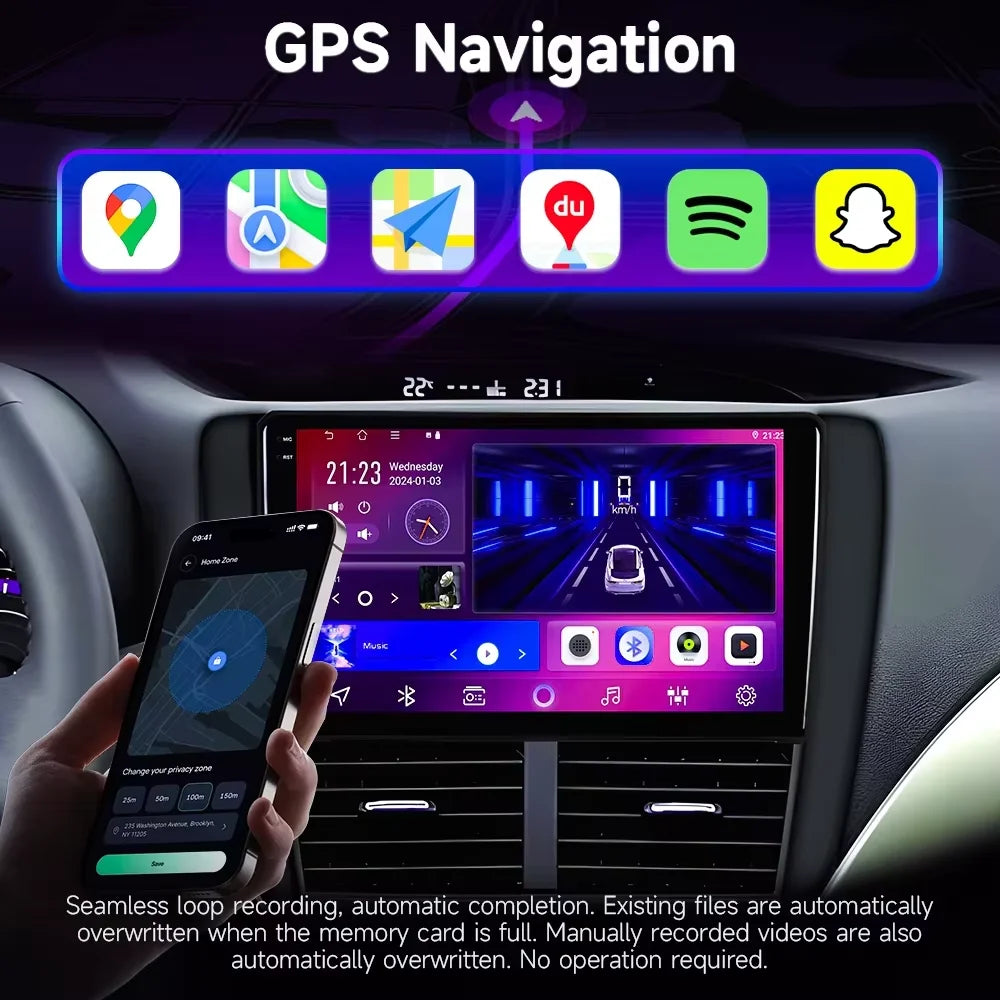 2-DIN Android autoradio met draadloze CarPlay (9"/10")