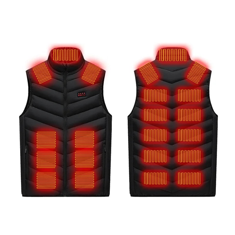 Verwarmde bodywarmer met tot 21 warmtezones (USB)