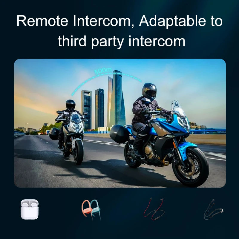 Bluetooth helm-intercom voor de motor (2 rijders)