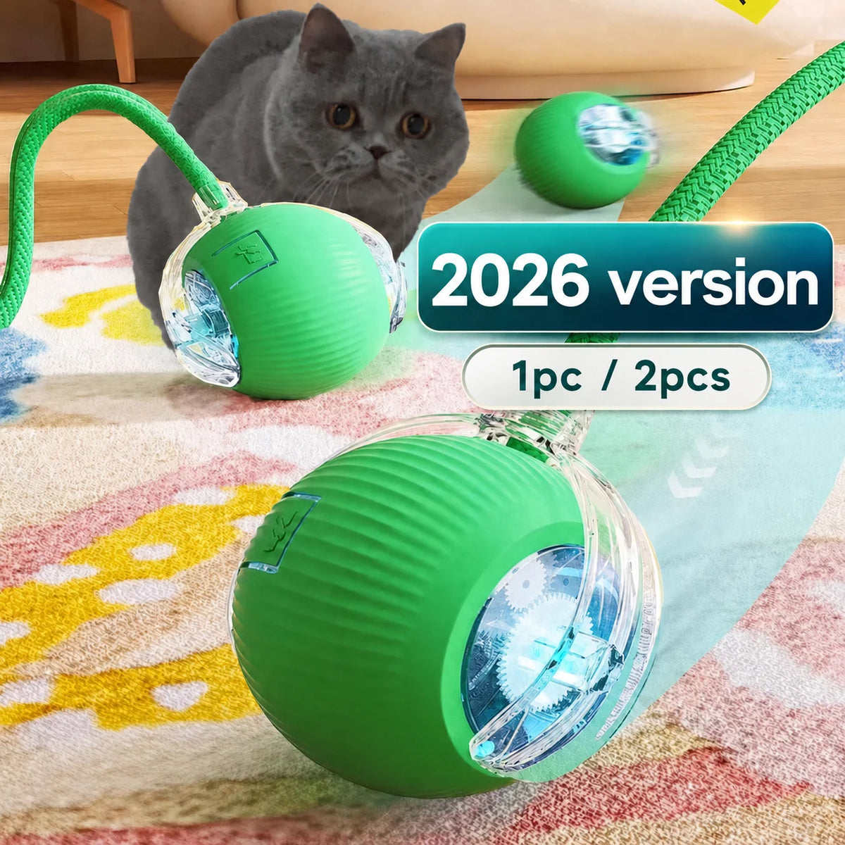 Slimme rollende kattenbal (oplaadbaar)