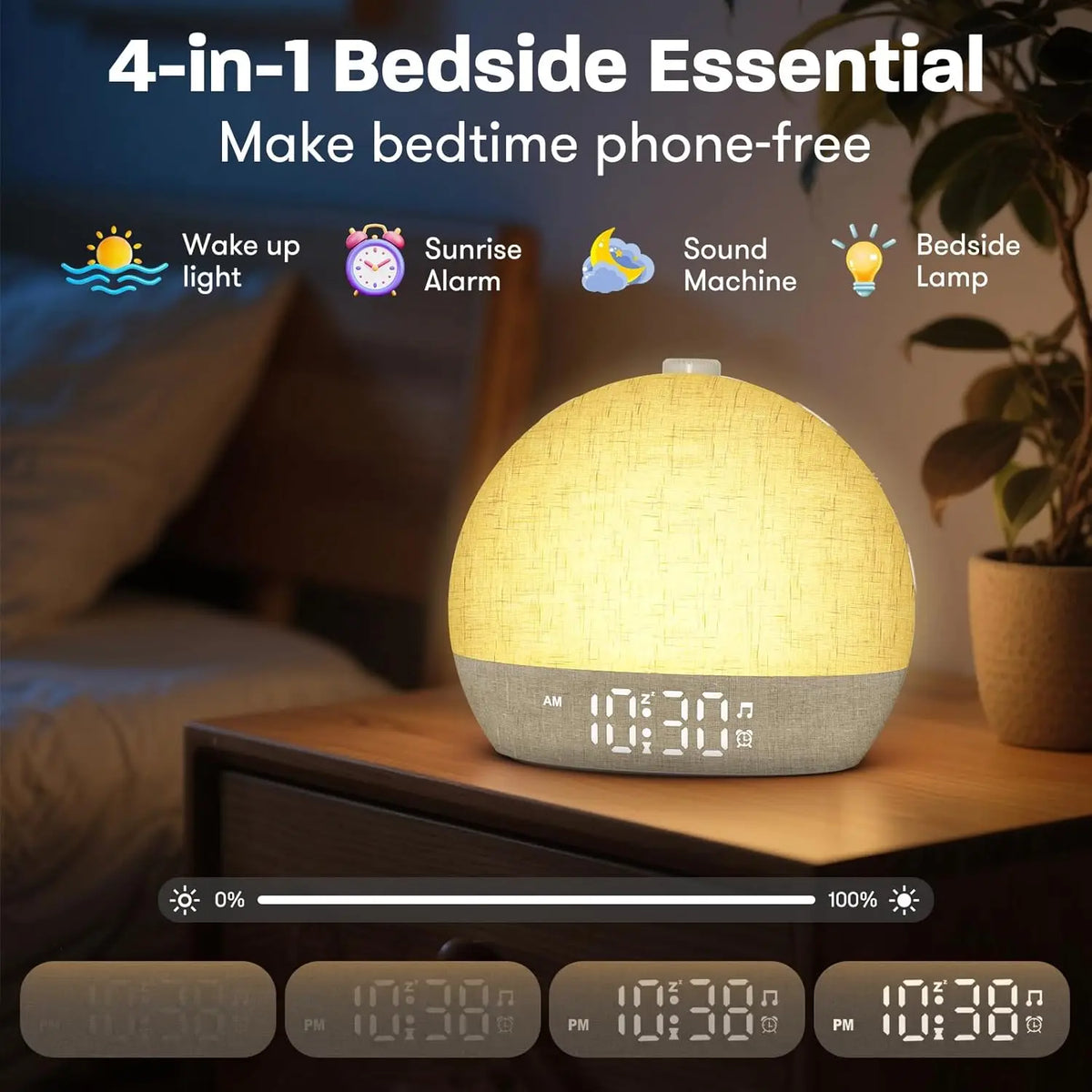 Wake-up light wekker met zonsopkomst en white noise