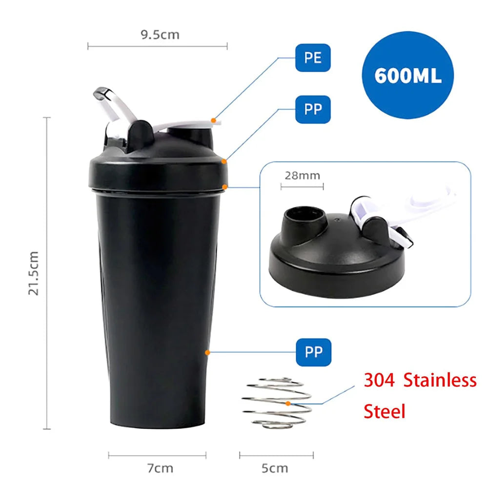 Proteïne shaker 600 ml met mengbal