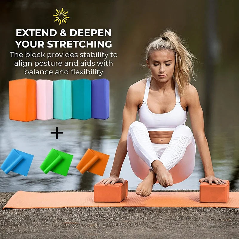 Yogablokken set met stretchband