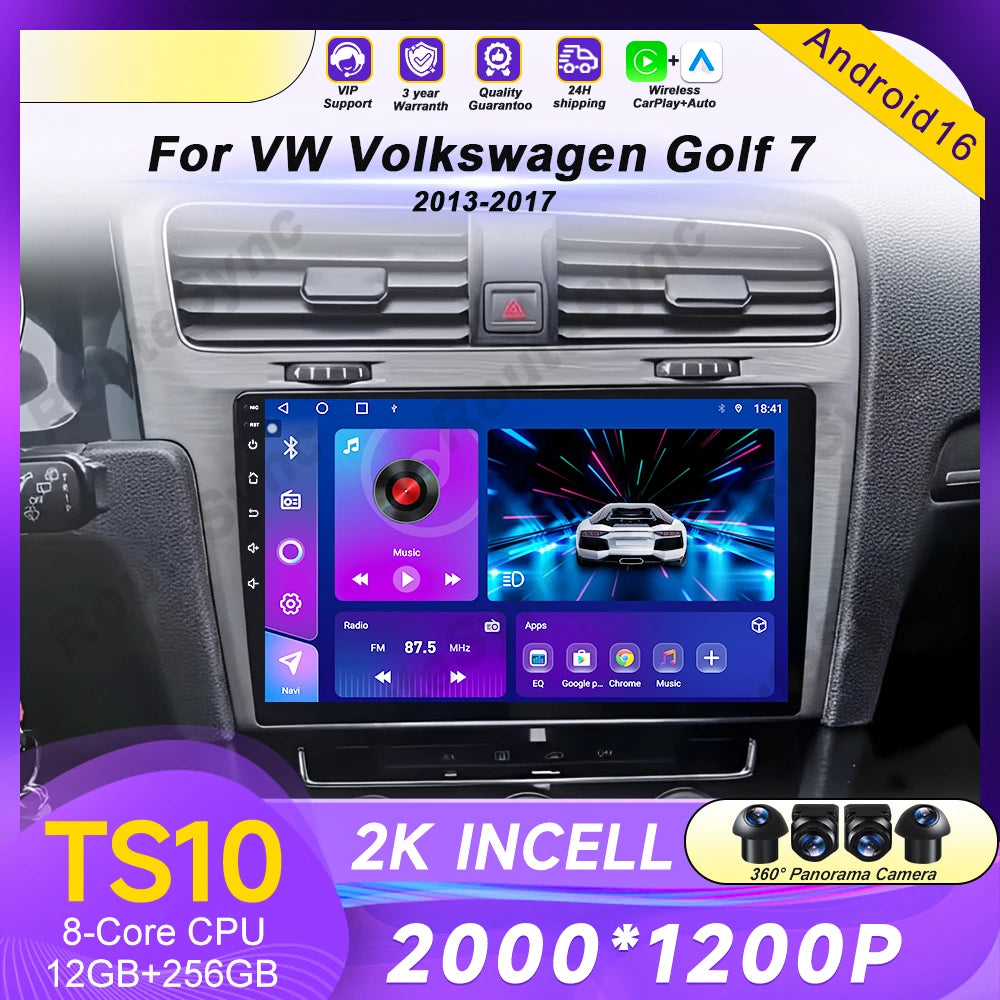 Android-autoradio met CarPlay voor VW Golf 7 / 7.5 (2012–2021)