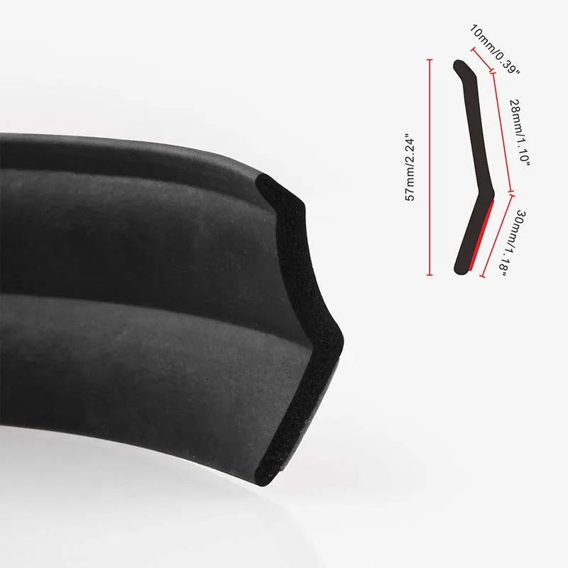 Rubberen bumperlip / sideskirt-strip (1 m of 2,5 m)