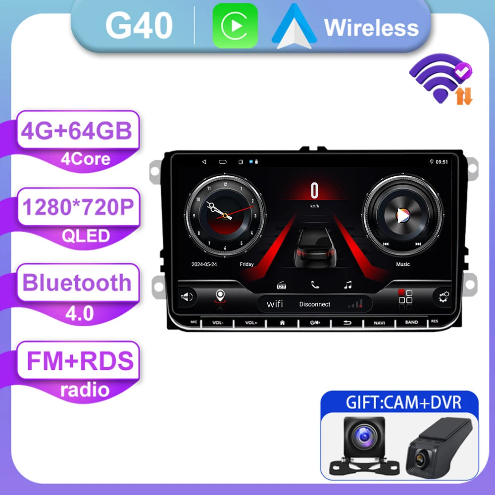 Android-autoradio met CarPlay voor VW Golf 5/6, Polo, Passat, Tiguan & meer