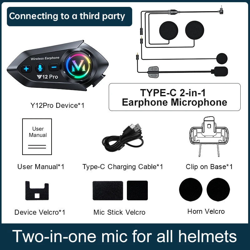 Bluetooth helm-intercom voor de motor (2 rijders)