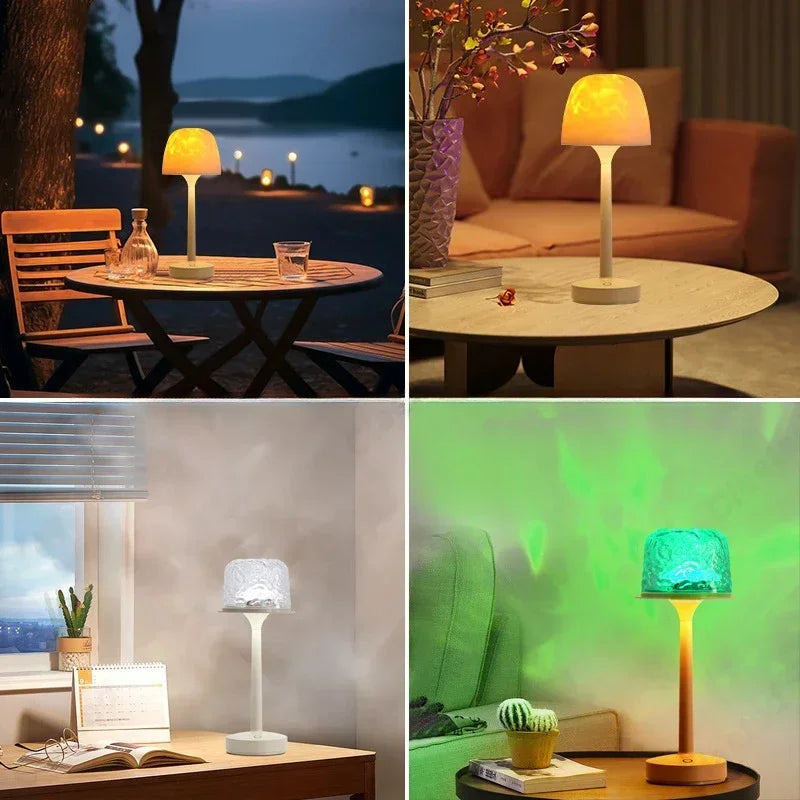 Paddenstoellamp met waterrimpel-effect