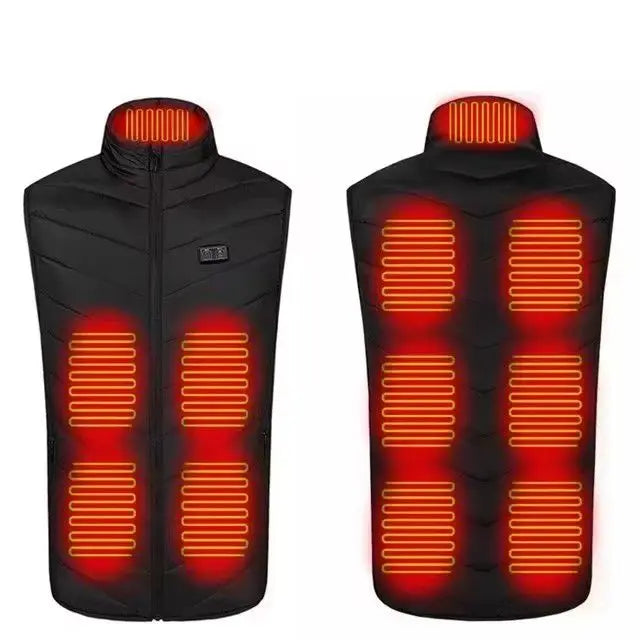 Verwarmde bodywarmer met tot 21 warmtezones (USB)