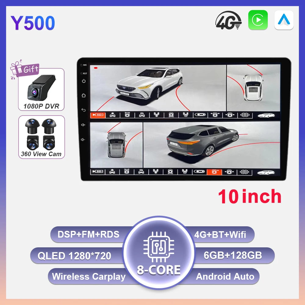 2-DIN Android autoradio met draadloze CarPlay (9"/10")